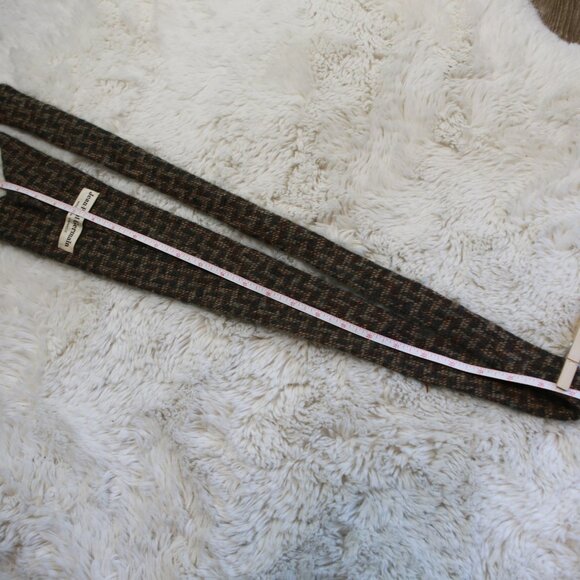Jean-Paul Germain Vintage Mohair Wool Brown Green Chevron Knit Necktie OS - Picture 4 of 4